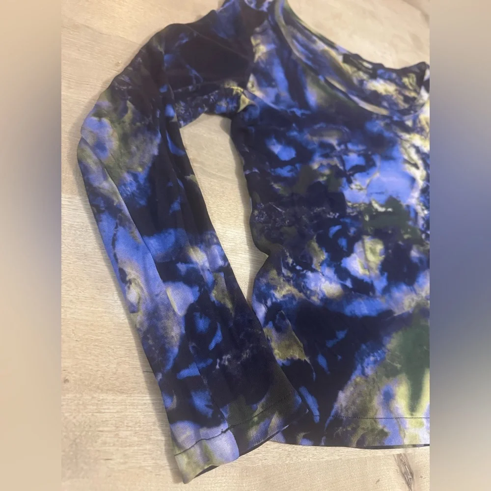 Piazza Sempione Semi-Sheer Long Sleeve Stretch Blouse